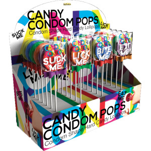 Candy Condom Pops - 24 Piece Display - Assorted  Flavors