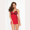 Lace & Mesh Babydoll - Black/red - Small