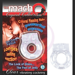 The Macho Crystal Collection Vibrating Cock Ring- Clear
