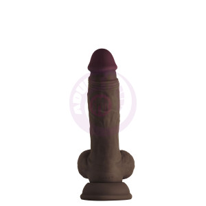 Shaft - Model a 7.5 Inch Liquid Silicone Dong With Balls - Mahogany
