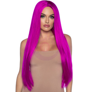 33 Inch Long Straight Center Part Wig - Raspberry