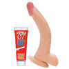 All American Whoppers 8-Inch Curved Dong With  Balls and Lube - Flesh