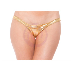 Lame Exposed Side Panty - One Size - Gold