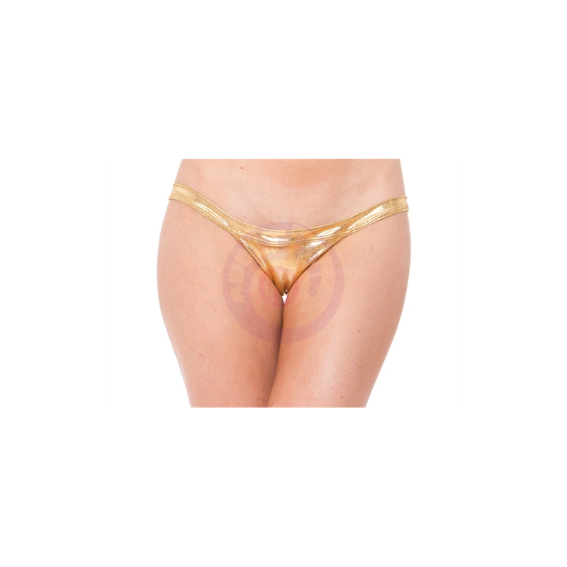 Lame Exposed Side Panty - One Size - Gold