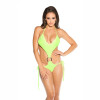 One Piece Tie Side With Ring Sling Shot - Neon Green - One Size