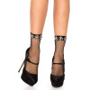 Rhinestone Jeweled Fishnet Anklet Socks - Black
