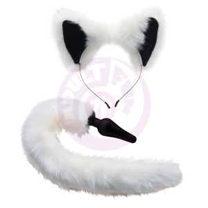 White Fox Tail Anal Plug and Ears Set