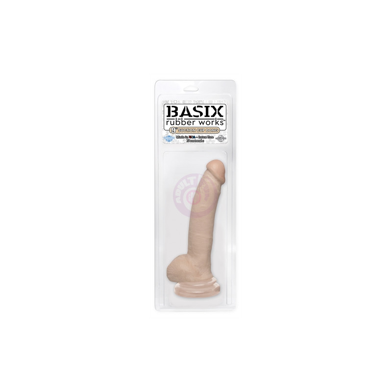 Basix Rubber Works 9 Inch Suction Cup Dong - Flesh