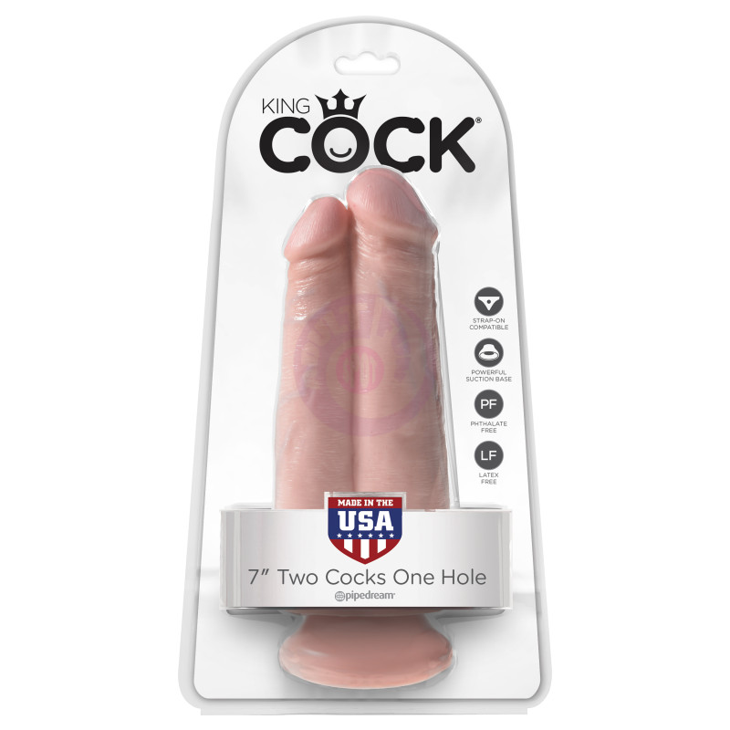 King Cock 7 Inch Two Cocks One Hole - Light