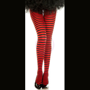 Striped Tights - One Size - Black/red
