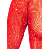 Rhinestone Snap Crotch Bodysuit - One Size - Red