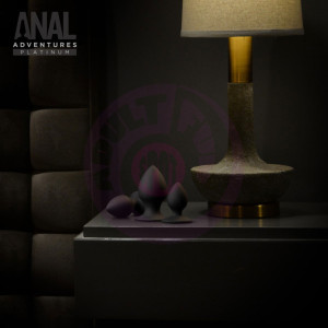 Anal Adventures - Platinum - Silicone Anal Stout  Plug Kit - Black
