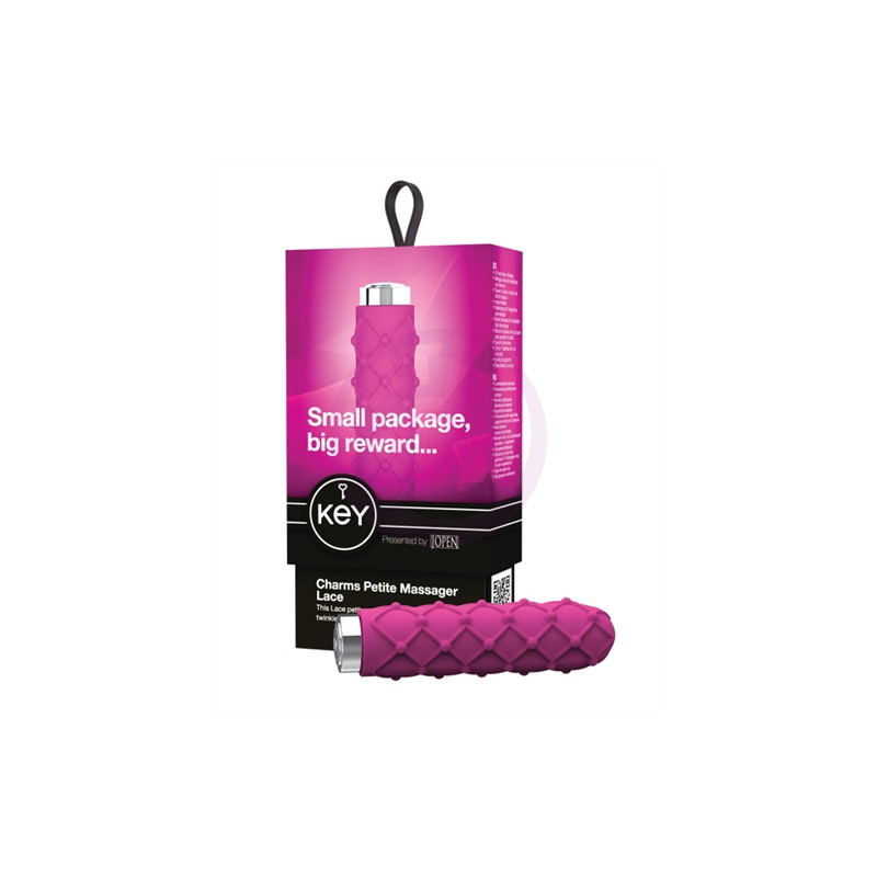 Key Charms Petite Massager - Lace - Raspberry Pink