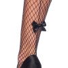 Backseam Industrial Net Garter Belt Stockings With Ankle Bow - One Size - Black