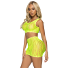 2 Pc. Crochet Net Crop Top and Mini Skirt - One  Size - Neon Yellow