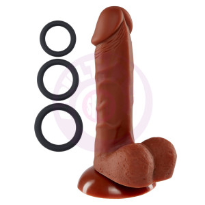 Pro Sensual Premium Silicone 6 Inch Dong With 3  Cockrings - Brown