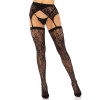 2 Pc Rachel Lace Thigh High and Crossover Garter Belt - One Size - Black