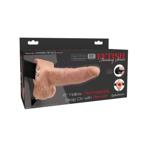 Fetish Fantasy Series 6 Inch Hollow Rechargeable Strap-on With Remote - Flesh