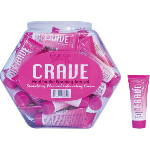 Crave Warming Lubricating Cream Strawberry Flavored 0.5 Oz Fishbowl 36 Count