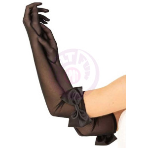 Bow Top Mesh Gloves - One Size - Black