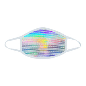Liquid Party Pure Holographic White Dust Mask  With Silver Trim