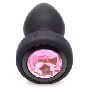 28x Silicone Vibrating Pink Gem Anal Plug With  Remote - Small