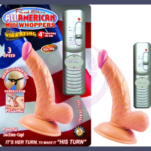 All American Mini Whoppers  Vbrating 4-Inch Curved Dong W/balls-Flesh