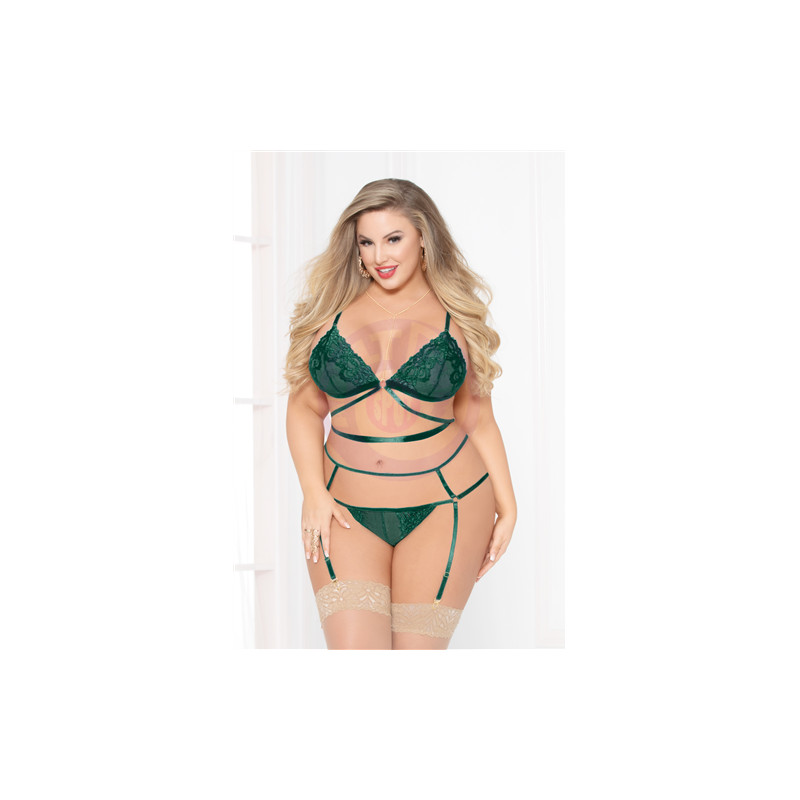 Lace Bra Set - Green - Queen Size