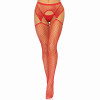 Industrial Net Stocking With O-Ring and Attached  Garter Belt - One Size - Red