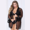 Dotted Mesh Robe - Queen Size - Black