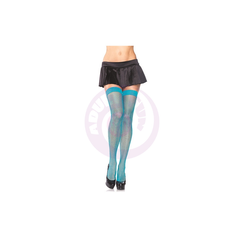 Fishnet Thigh Highs - One Size - Neon Blue