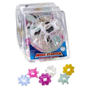 Mega Stretch Silicone Pleasure Rings - 72 Piece Fishbowl