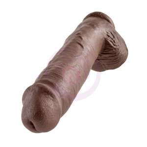 King Cock 11 Inch Cock With Balls  - Brown