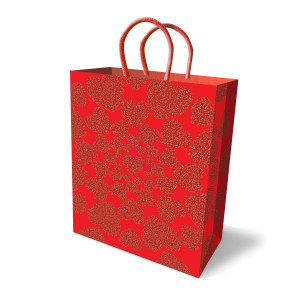 Glitter Heart Gift Bag - Red