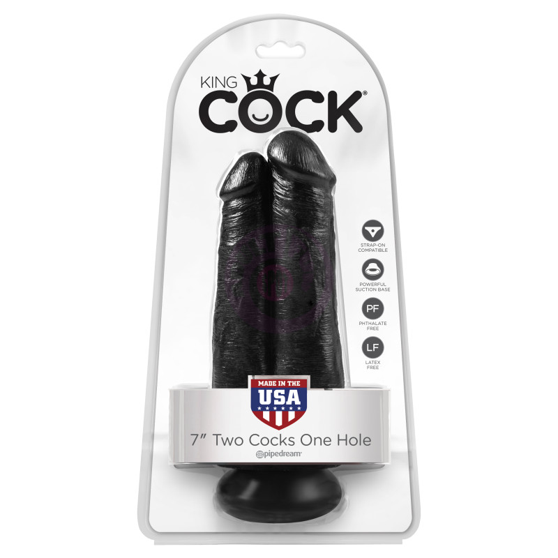 King Cock 7" Two Cocks One Hole - Black