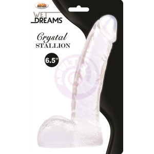 Wet Dreams Crystal Stallion Dildo With Balls - Clear