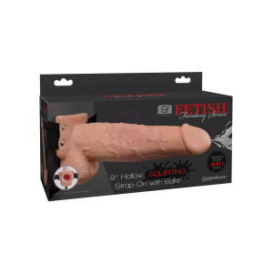 Fetish Fantasy Series 9 Inch Hollow Squirting Strap-on With Balls - Flesh