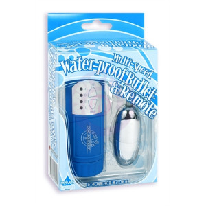 Multi-Speed Waterproof Bullet and Remote - Blue-Silver