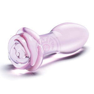 5 Inch Rosebud Glass Butt Plug - Pink