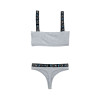 Resting Bitch Face Crop Top and Thong Panty Set - Gray - M/l