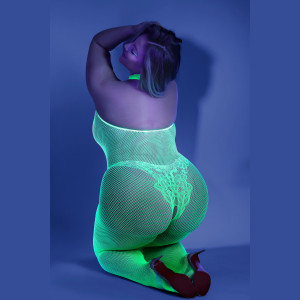 Moonbeam Crotchless Bodystocking - Queen - Neon Green