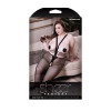 Take Your Time Crotchless Suspender Stockings and Pasties Set - Queen Size - Black