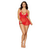 Babydoll and G-String - One Size - Lipstick Red