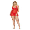 Babydoll and G-String - Queen Size - Lipstick Red