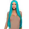 33 Inch Long Straight Center Part Wig - Turquoise