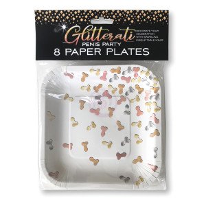 Glitterati Penis Party Paper Plates - 8 Count