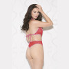 Dot Mesh and Lace Teddy - One Size - Pink/red