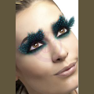 Large Aqua Dots Feather Eyelashes