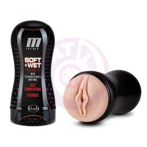 M for Men - Soft and Wet - Pussy With Pleasure Ridges and Orbs - Self Lubricating Stroker Cup - Vanilla
