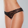 Open Panty Lace Front and Strap Back - One Size -  Black